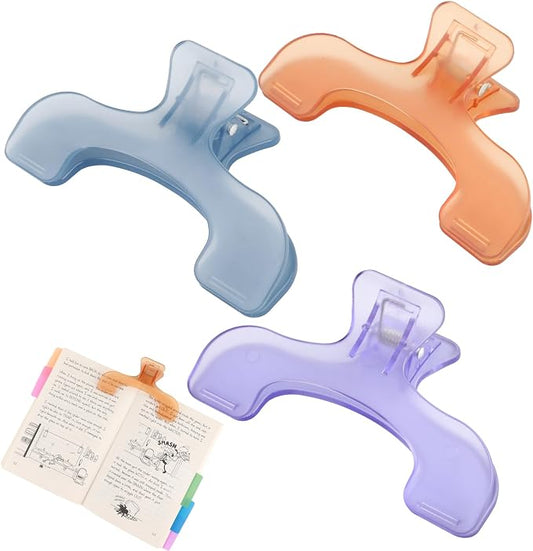 3 Pcs Book Clips,3 Colors Strong Page Holders for Reading,Portable Book Openers,Practical Book Page Markers for Teachers,Students,Office,and Home(Color C)