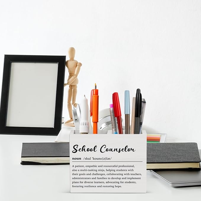 School Counselor Office Decor Counselor Office Decoration School Counsellor Gifts for Women Wooden Pencil Holder, Guidance Counsellor Gifts Desk Decor
