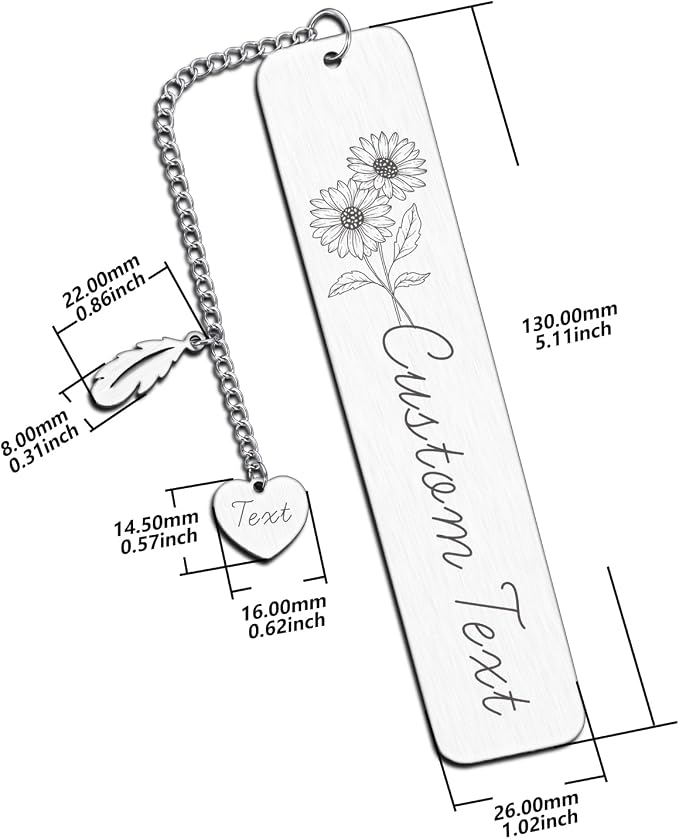 Personalized Custom Birthday Gifts for Women Birth Flower Bookmarks for Women Daughter Stepdaughter Female Friends BFF Besties Birthday Gifts for Teen Girls Valentines Sweetest Day Gifts for Women