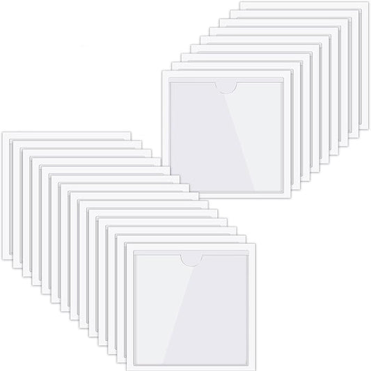 30 Pack Self-Adhesive Index Card Pockets with Top Open for Loading - Ideal Index Card Holder for Organizing and Protecting - Crystal Clear Plastic(6 x 6 Inches)