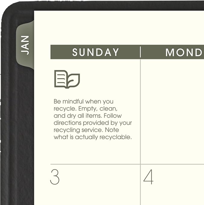 AT-A-GLANCE 2027 Planner, Monthly, 7" x 8.75", Tabbed, Unruled Daily Blocks, Recycled Black (70120G0527)