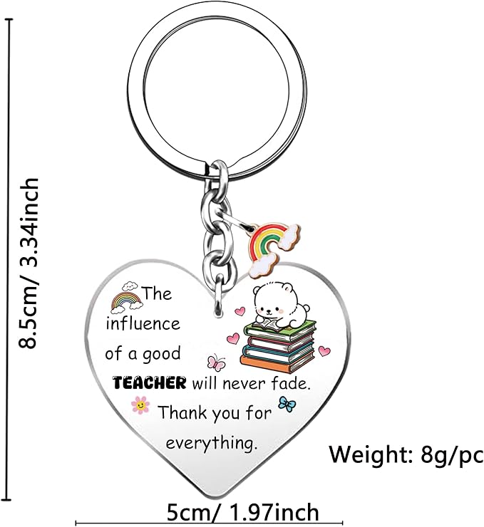 Teacher Gifts for Teachers Day Appreciate Presents Birthday Flower Shaped Signs Bookmark Keychain 3PC Set Graduation Christmas Keepsakes Acrylic Keyring Thank You Plaque Women Men Retirement (Teacher)