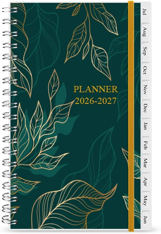 2026-2027 Pocket Planner/Calendar - July 2026 - June 2027, A6 Weekly & Monthly Organizer to Track Goals, Easy to Organize Your Daily Life, 3.75" x 6.75", Leaf