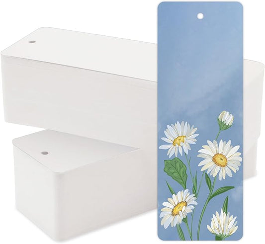 DSYIL 200 PCS Blank Bookmarks Bulks – White Paper Book Mark Blanks 350GSM Cardstock DIY Bookmark for Craft Projects Gifts Tags and Library Donations, 5.5 x 2 Inches