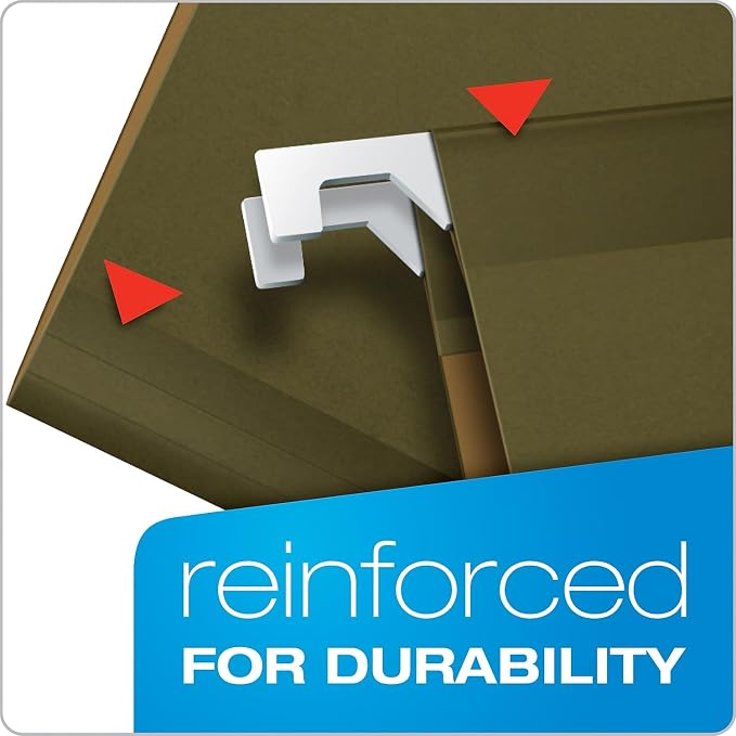 Pendaflex Ready-Tab Extra Capacity Reinforced Hanging File Folders, Letter Size, Standard Green, 5 Tab, 20/BX (42701)