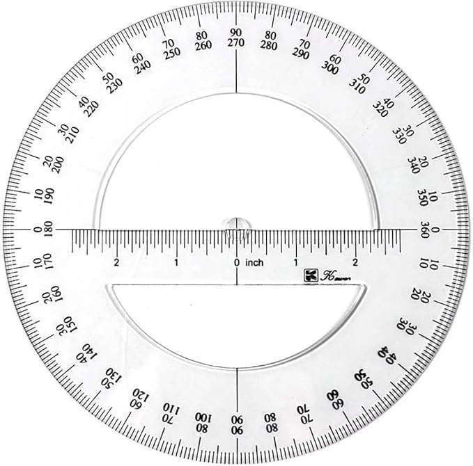 White 360 Degree Protractor Round Ruler Gauge Angular Drafting Tools Circle Protractor for School Education Office Classroom 6 Inch, Protractors, Writing and Correction Supplies, Protractors