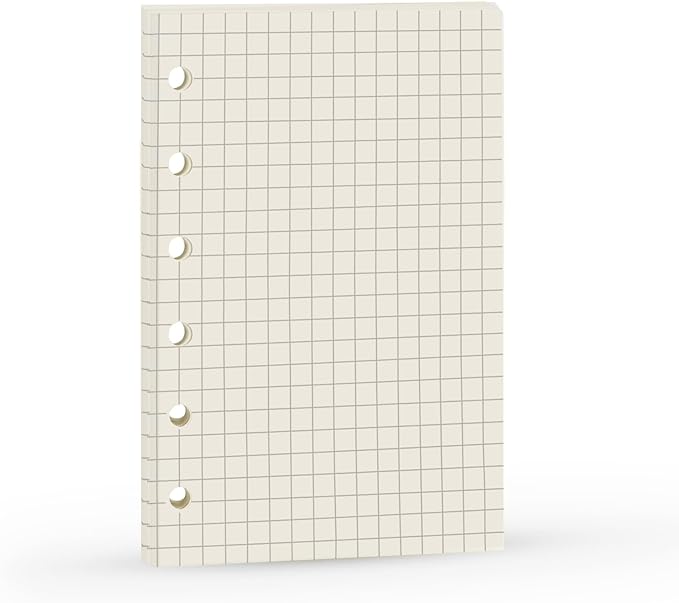 A7 Refill,Pocket Notebook Inserts, Grid 6 Hole Paper for Filofax, Square Matrix 100gsm Thicker Paper for Refillable 6 Rings Binder Agenda, 4.84 x 3.23'', Harphia
