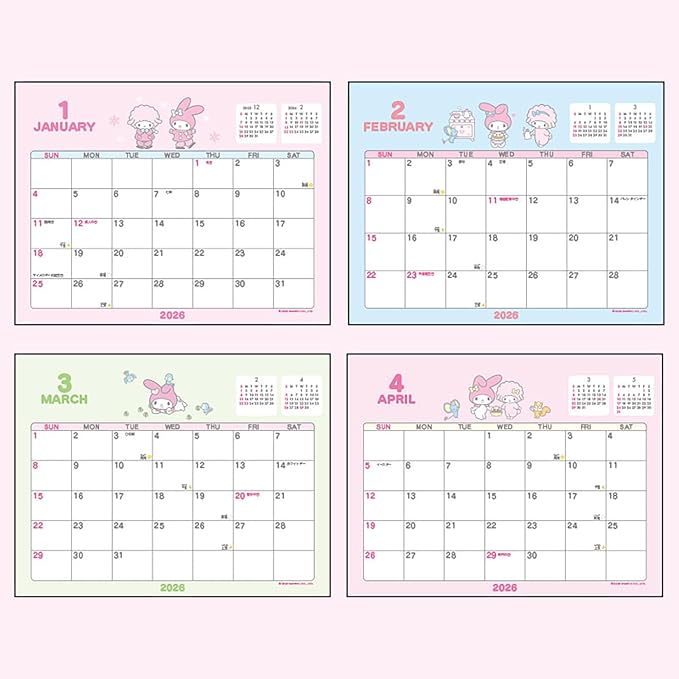 Sanrio 622044 Ring Calendar, 2026 My Melody, Paper, Tabletop