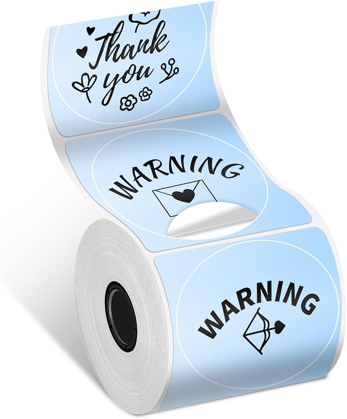Phomemo Thermal Circle Label Compatible with M110/M100/M120/M150/M200/M220/M250 Labels Maker, 1.96" x 1.96"（50x50 mm） Sticker Round Thermal Label, Black on Blue