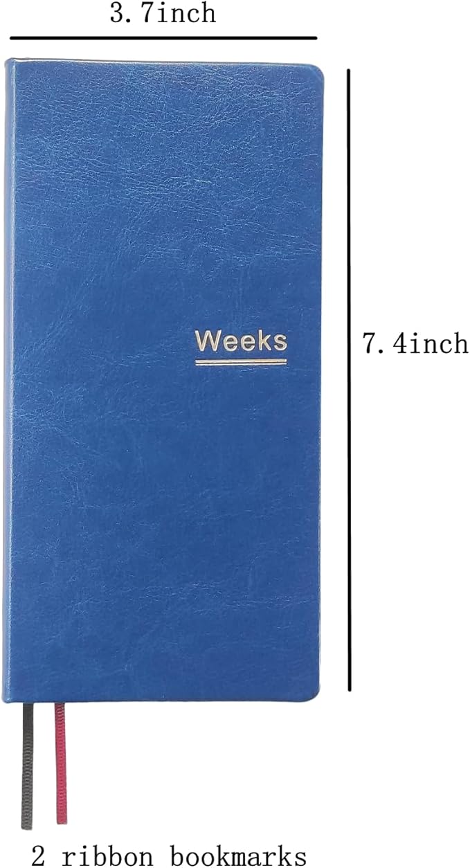 A6 Weekly Planner Undated Weeks Portable Size Organizer Appointment PU Leather Journal Pocket Notebook (Blue)
