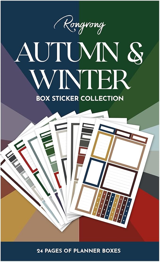 Rongrong Planner Stickers Book Fall Winter Functional Box Theme for Calendars, Journals Elevate Your Planner's Functionality Scrapbook Accessories 24 Pages