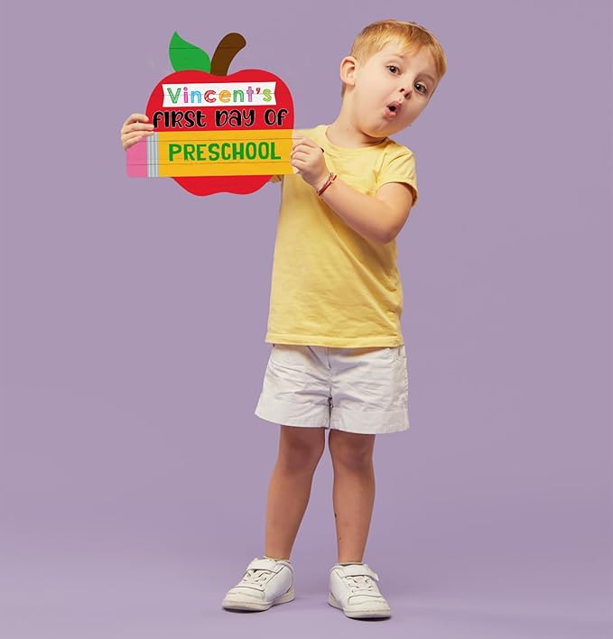 WaaHome First and Last Day of School Chalkboard Sign - My 1st Day of Preschool Kindergarten Sign Back to School Signs Photo Prop Supplies for Kids Girls Boys, Double Sided