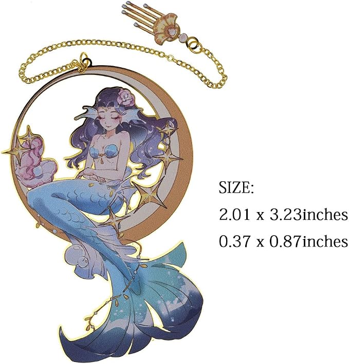 BLBMH Cute Metal Bookmarks for Women Girls Book Lovers Anime Bookmark Mermaid Gifts for Readers Best Friends -M6