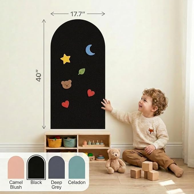 Arch Magnetic Wall Decal - 40" x 18" Matte Finish Chalkboard Sticker for Wall - Magnetic Board for Playroom, Home Classroom(Black)