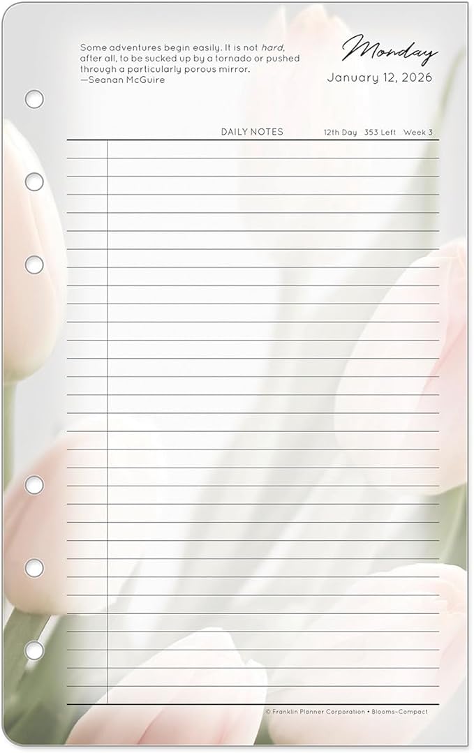 FranklinCovey - Blooms Planner Refill | Two Pages Per Day Ring-Bound (Compact, Jan 2026 - Dec 2026)