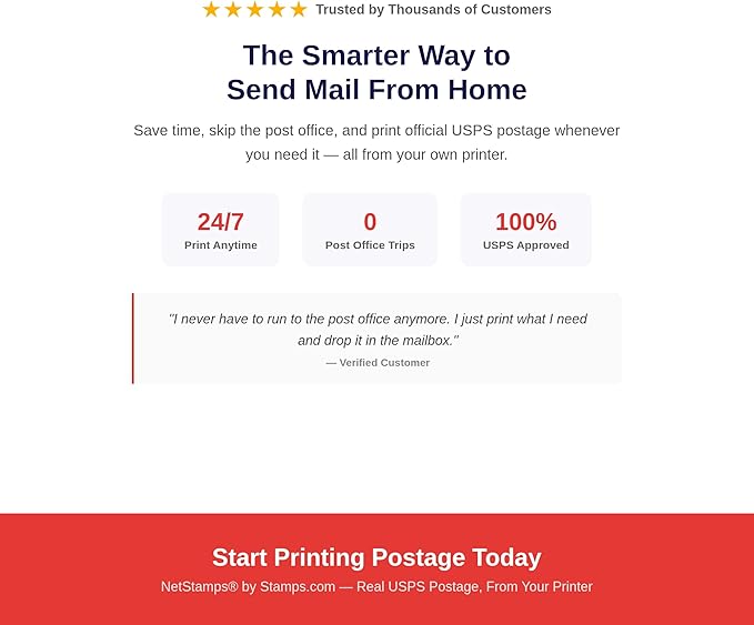 NetStamps 800-Pack (4 Roll) Printable Postage Labels (Stamps.com Subscription Required) - Print Approved Postage - Inkjet & Laser Printers - Business, Personal, Home