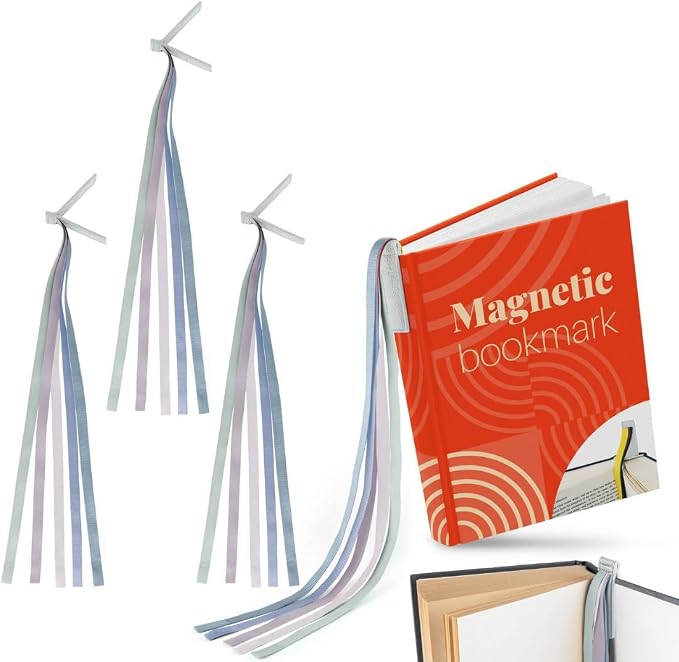 Superior Essentials Magnetic Bible Bookmark - Genuine Leather, Attachable Bible Ribbon Bookmarks for Book Lovers with 5 Strings - No More Flipping Pages Using Our Bible Page Marker (3PC, Pastel)