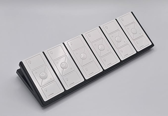 Remote Holder Organizer Pedestal Caddy compatible with Lutron Pico Remotes, Anti-Slip Feet, Holds 6 Remotes, Black, Indoor Use Only