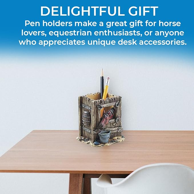 SAGEFINDS Horse-Themed Pen Holder | Desktop Stationery Organizer | Desk Storage Accessories | Home Office Pencil Cup Container | Gift for Horse Lovers