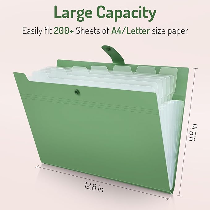 Forvencer Expanding File Folder with 8 Pocket, Letter Size Accordion File Organizer, Portable Folders for Documents, Cute Paper Organizer, Filling Products for School Office Supplies, A4 Size, Red