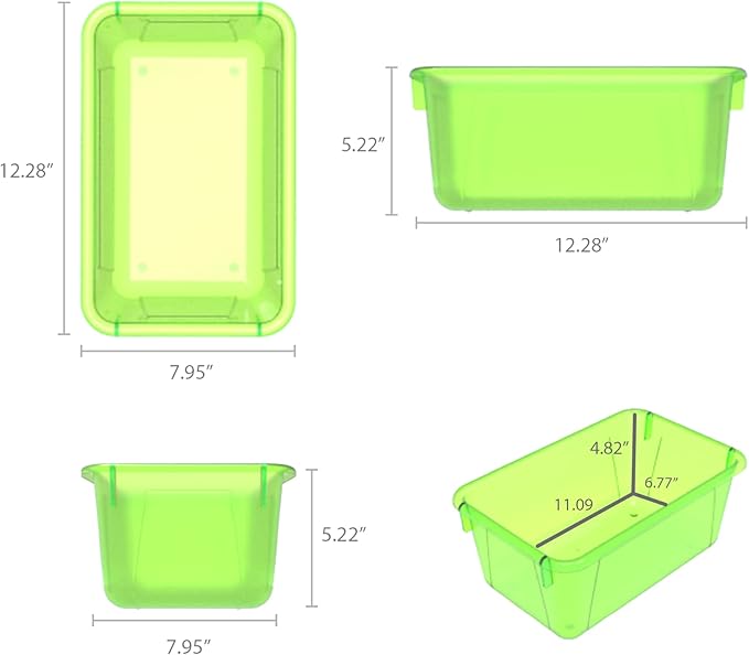 Storex Small Cubby Bin, 12.2 x 7.8 x 5.1 Inches, Candy Green, 5-Pack (62477U05C)