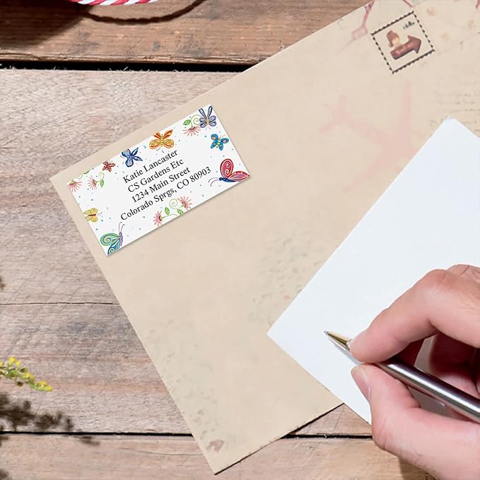 Colorful Images Floral Butterfly Return Address Mailing Labels, Personalize with Name & Addresses, Set of 144 Self Adhesive, Easy Peel Flat Label Sheets, 1⅛" x 2¼", 1 Design
