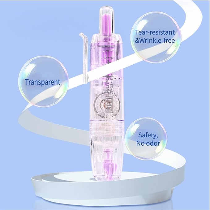 Refillable Correction Tape, 157 ft Total – 2 Pre-Filled Dispensers + 6 Snap-In Refills, School & Office Supplies, Pink &Purple