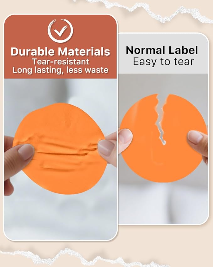 iEager 3 Inch Circle Thermal Sticker Labels, Self-Adhesive Round Direct Thermal Label, Multi-Purpose Roll Thermal Stickers, 500 Labels, Orange