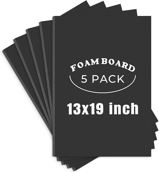 AUEAR, 5 Pack 13x19 Black Foam Boards, Foam Core Poster Board for Display, Mounting, Print, Presentation and Projects, 3/16'' Thick