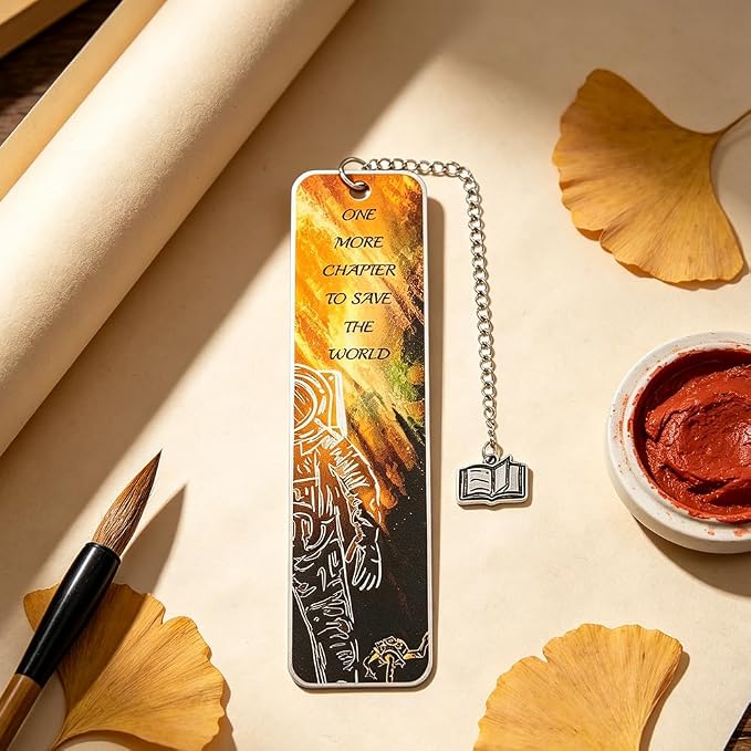 Project Hail Mary Inspired Metal Bookmark with Chain, Double-Sided Printed Stainless Steel Bookmark, Space Astronaut Design, Book Charm Pendant, Reading Gift for Sci-Fi Fans, Book Lovers(Project B)