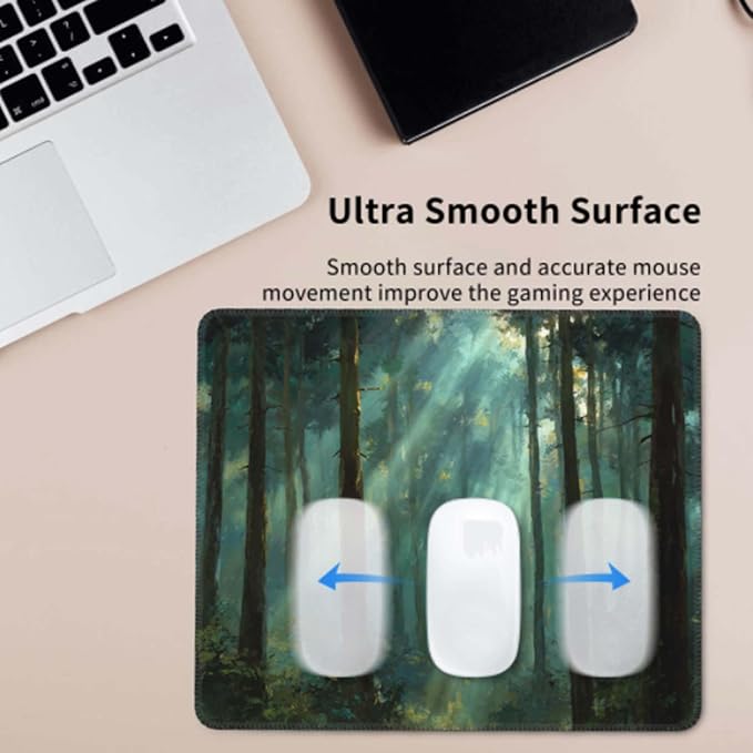 Voltique Mouse Pad Small Desk Mat, Forest Computer Mousepad with Stitched Edges Non-Slip, Keyboard Mouse Pad for Desktop Office Desk Accessories