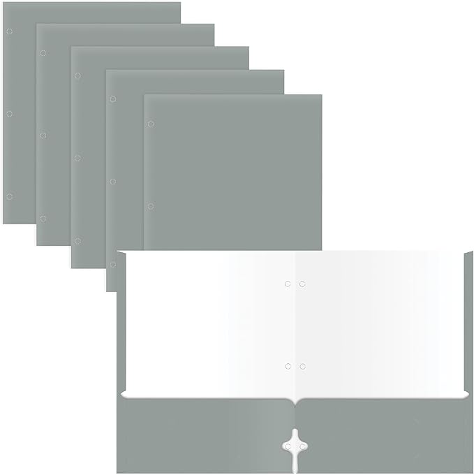 2 Pocket Portfolio Folders, 25 Pack, Trendy Cool Colors, Fits Letter Size Paper, for School, Office, Home, Matte Finish (Silver Gray)