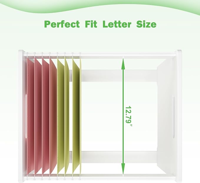 Hanging File Organizer Box for Letter Size, Bamboo File Folder Organizer, Storage Moving Boxes with Handle Wood Desk Filing Box for Office Banker Document