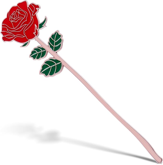 simarro Metal Rose Bookmark, Flower Book Page Holder for Reading Lovers, Cute Bookmarks Gift for Teacher Appreciation Gifts Valentine Mother's Day Thanksgiving Gift for Women Girls(Red)