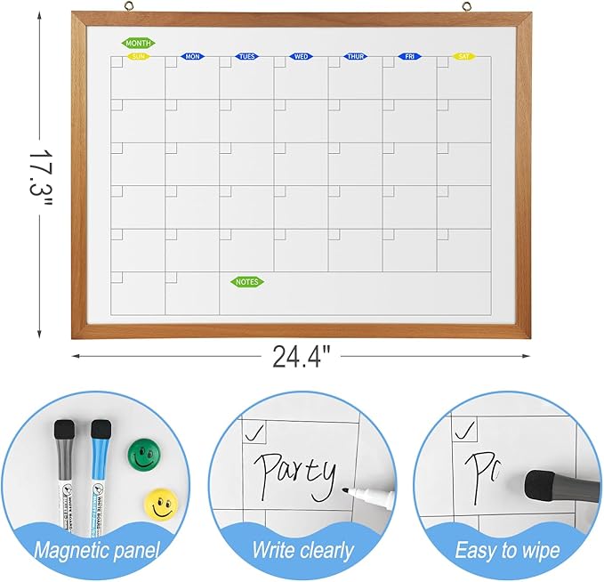RXMC RUIXUANBOAD whiteboard 17.9x12.6 inch Magnetic Double-Sided, Dry Erase Board Writing Board, Suitable for Home Office Teaching, Equipped with 3 Marker pens and 4 Magnets (Standard3)