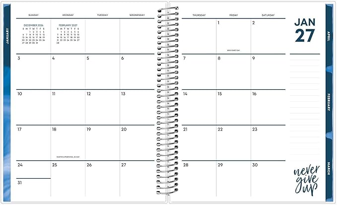 Blue Sky Livewell 2027 Weekly and Monthly Planner Calendar, January 2027 - December 2027, 7" x 9", Flexible Cover, Durable Twin Wire Binding, Colorful Pages, Storage Pocket, Includes Stickers, Navy