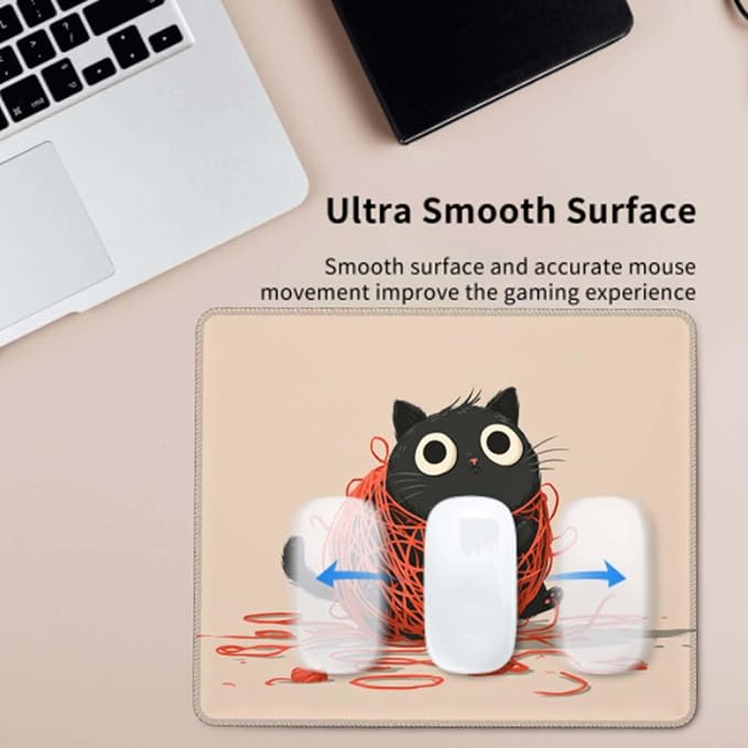 Voltique Mouse Pad Small Desk Mat, Cat Computer Mousepad with Stitched Edges Non-Slip, Keyboard Mouse Pad for Desktop Office Desk Accessories