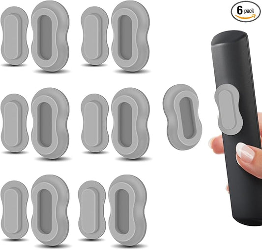 HOTEC 6 Pack Magnetic Remote Control Holder Wall Mount, Upgraded No Drill Self-Adhesive TV Remote Organizer, Universal Storage for TV, Fan, AC, Media & RV Accessories, Grey