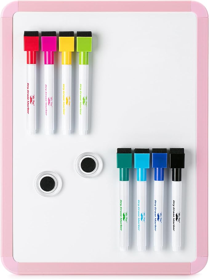 Mr. Pen- Small Dry Erase Board, 12.5x9.5 Inches, Whiteboard with 8 Fine Point Dry Erase Markers and 2 Board Magnets, Magnetic Small White Board for Students, Home, Office and Classroom