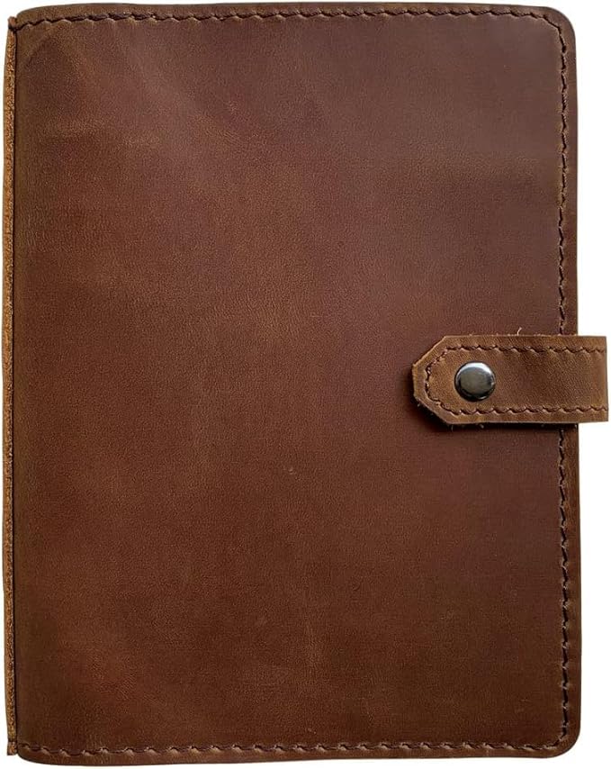 2026-2027 Weekly Leather Planner - A6 Genuine Leather Binder Planner for Men and Women, Inner Pockets and Pen Holder, Personal Size