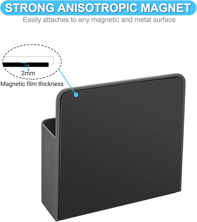 Grey Strong Magnetic Marker Holder/Dry Erase Pen Holder - Storage for Dry Erase Marker, Eraser, Bottle Opener, Remote Controls, Notes - Ideal for Magnetic Board, Fridge Door, and Locker