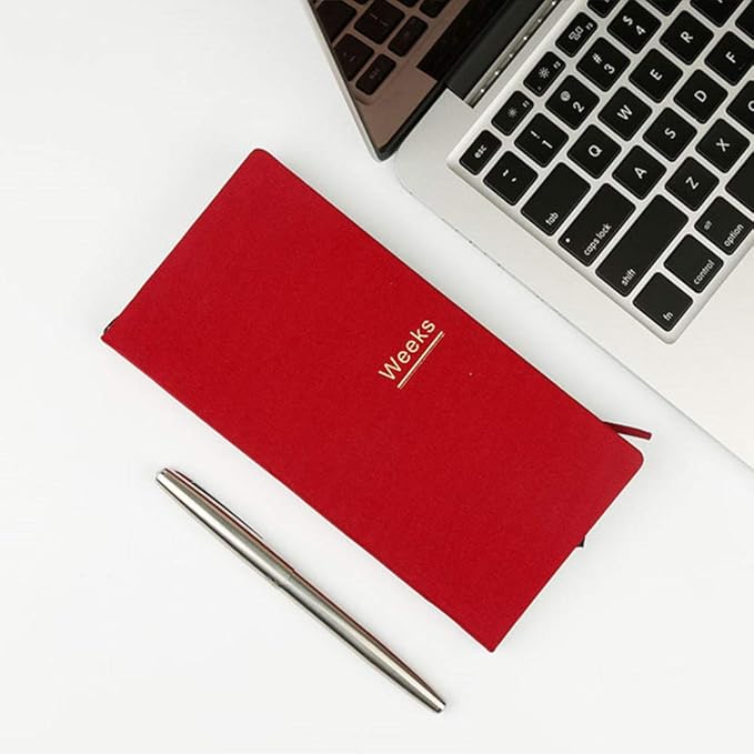 Undated Pocket Weekly Planner Schedule Organizer Agenda Year Month Week Plan A6 Notebooks (A6 undated planner Red)