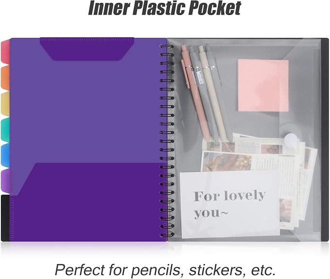Uquelic Clipboard with Folder Organizer, 12 Pockets Project Organizer - Refillable Lined Notepad (11" x 8.5"), Hardcover Project Organizer with Stay-Put Tabs(2 Pack)