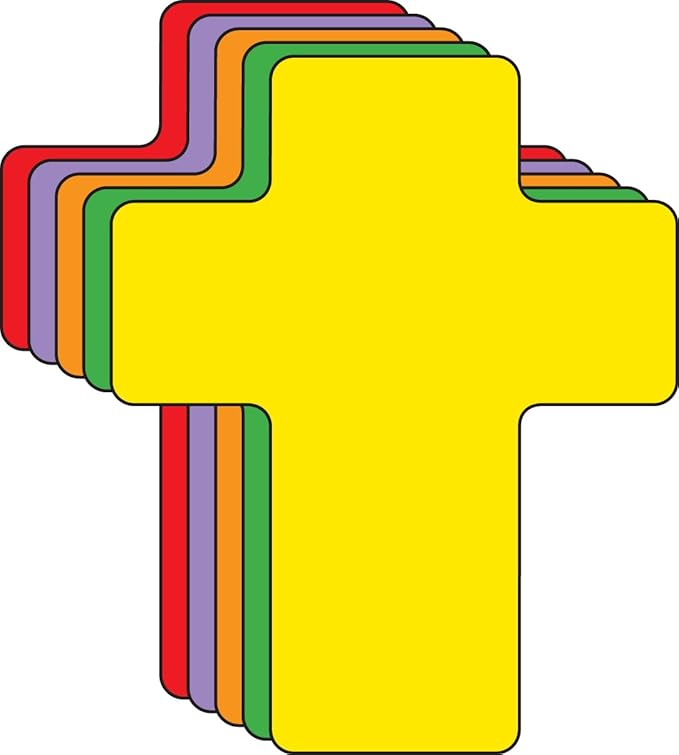 SHAPES ETC. 15 Pcs Cross Foam Assorted Color Creative Cut-Outs 5.5in Sunday School VBS Decoration Kids Nativity Religious Christmas Crafts Faithful Christian Easter Bulletin Board Décor USA Made