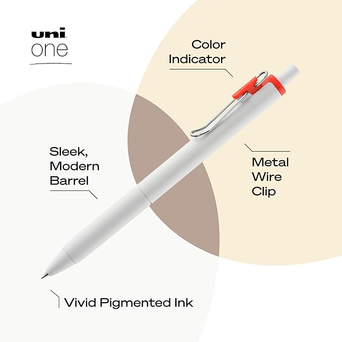 uniball one Retractable Gel Pens, Medium Point (0.7mm), Assorted Ink, 8 Pack