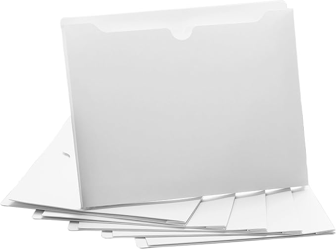 White File Jackets, 2 Inch Expansion, Letter Size, Reinforced Straight-Cut Tab, 6 Pack