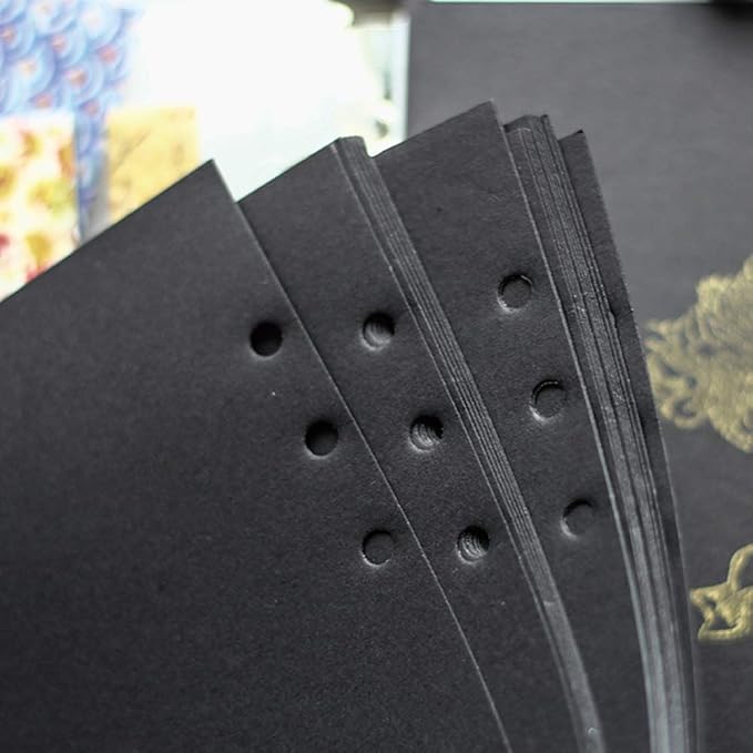 A5 Planner Refill Black Blank Planner Inserts, 6 Ring Binder Refill, Black Paper for Refillable Binder Compatiable with Filofax, All Plain, 40 Sheets 90 Pages A5 5.59'' x 8.27''
