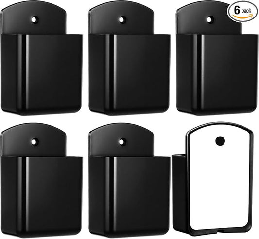Leinuosen 6 Pcs Remote Control Holder Wall Mount Self Adhesive TV Controller Holder Black TV Remote Organizer Wall Pen Organizer for Home Office School Storage Accessories