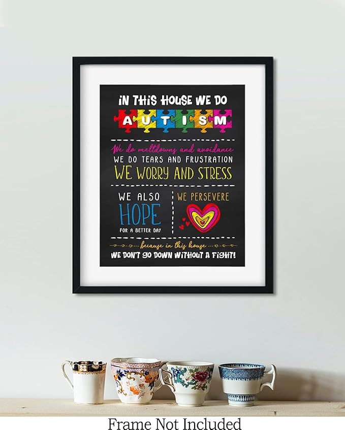 In This House We Do Autism | Autism Awareness Decor | Autism Classroom | Boho Rainbow Decor Classroom | Autism Sign | Autism Art Wall Decor Classroom | Autistic decorations - 8x10 unframed print