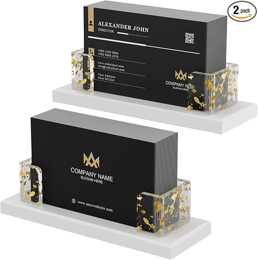 Acrylic Business Card Holder, Clear Card Display Stand for Desk, Business Card Organizer for Office Home Exhibition 2 Pack(White)